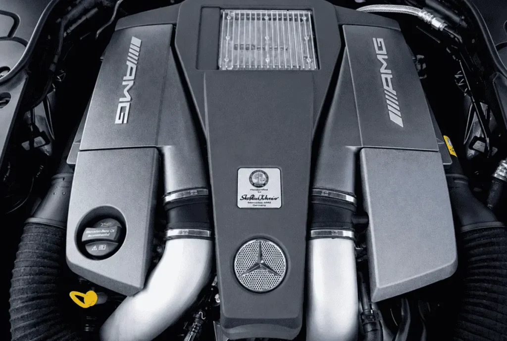 AMG engine in a workshop