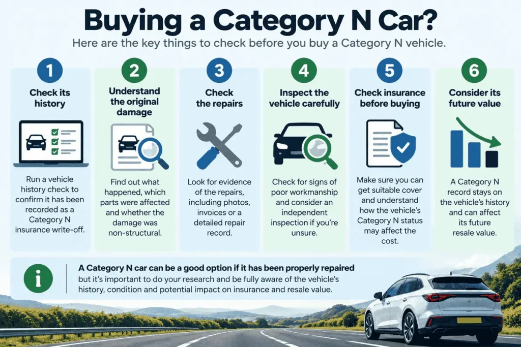 Checklist of things to investigate before buying a Category N car