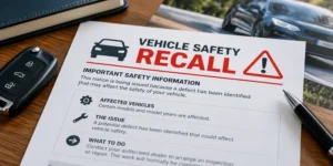 Vehicle safety recall notice explaining that a safety defect has been identified